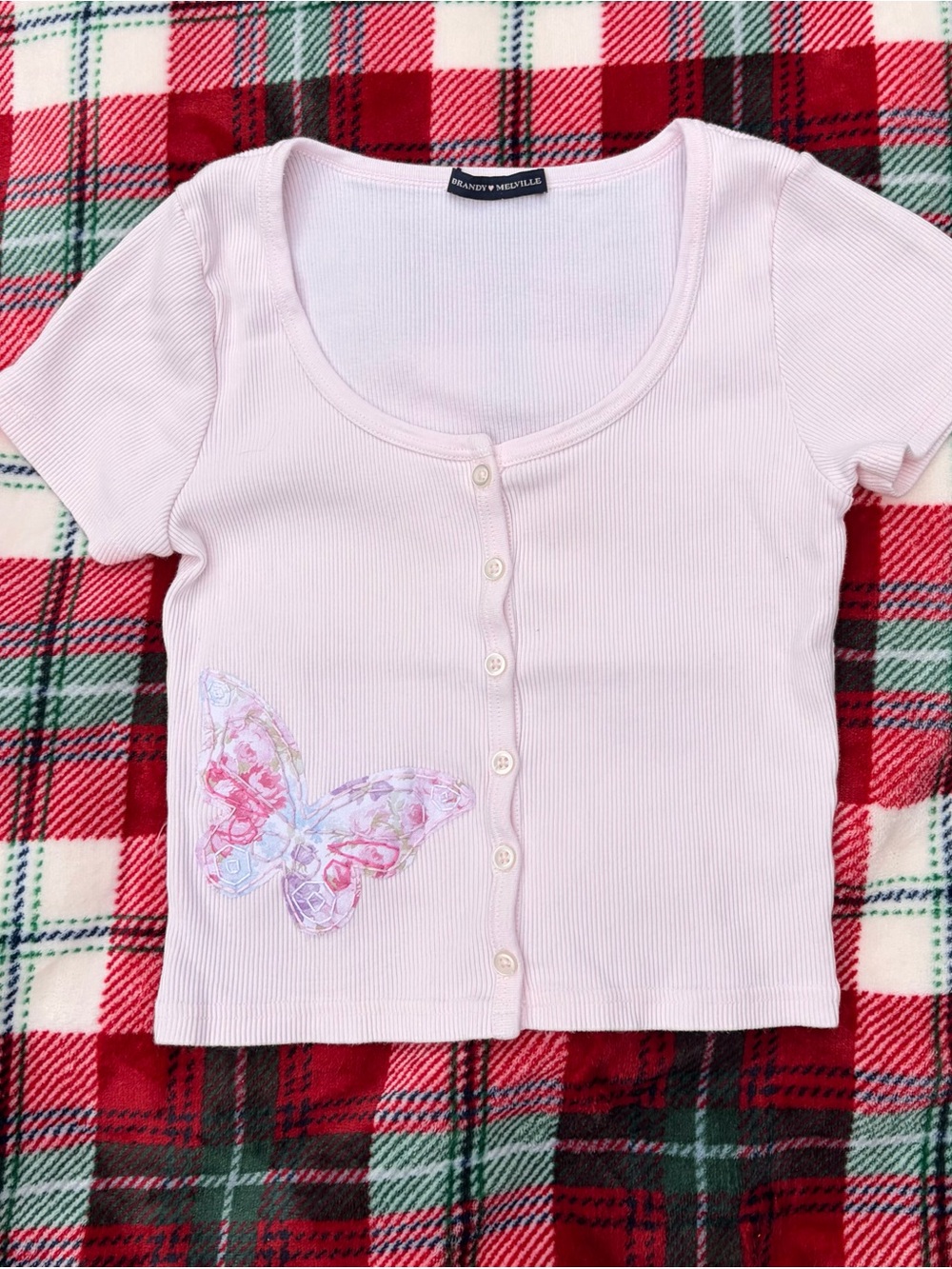 Upcycled pink Brandy Melville butterfly top